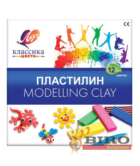 Pastă de modelat Klassika, 12 culori x 20 gr. +cutit